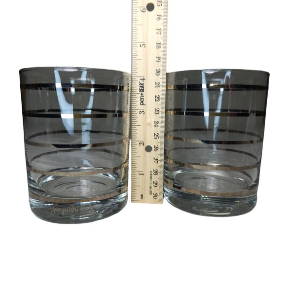 Vintage Georges Briard Silver Rimmed Glass Tumblers Set Of 2 Mid-Century Modern - Picture 11 of 15